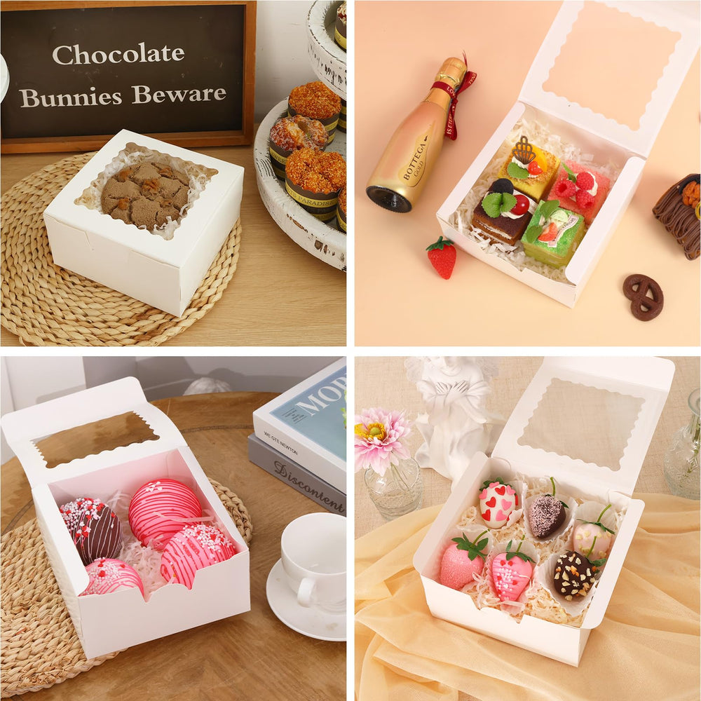 TOMNK clear-window boxes protect pastries while displaying them attractively