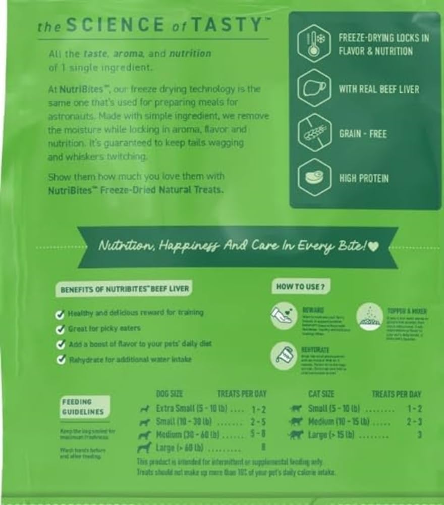 Tomo Wellness NutriBites beef liver treats close-up, single-ingredient protein for dogs and cats.