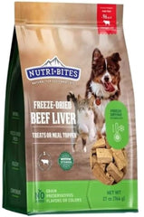 Tomo Wellness NutriBites packaging shows high-protein beef liver treats for dogs and cats.