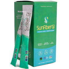 Tomorrow's Nutrition Sunfiber GI packets for on-the-go fiber and probiotic support.