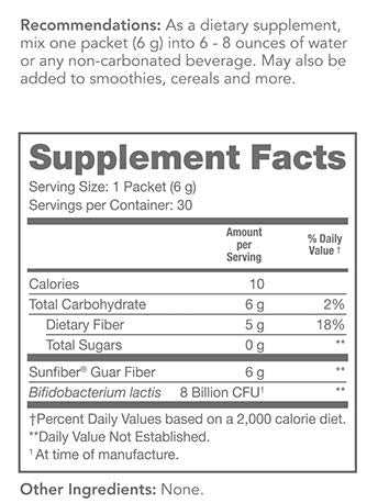 Tomorrow's Nutrition Sunfiber GI powder dissolves quickly in water for seamless blending.