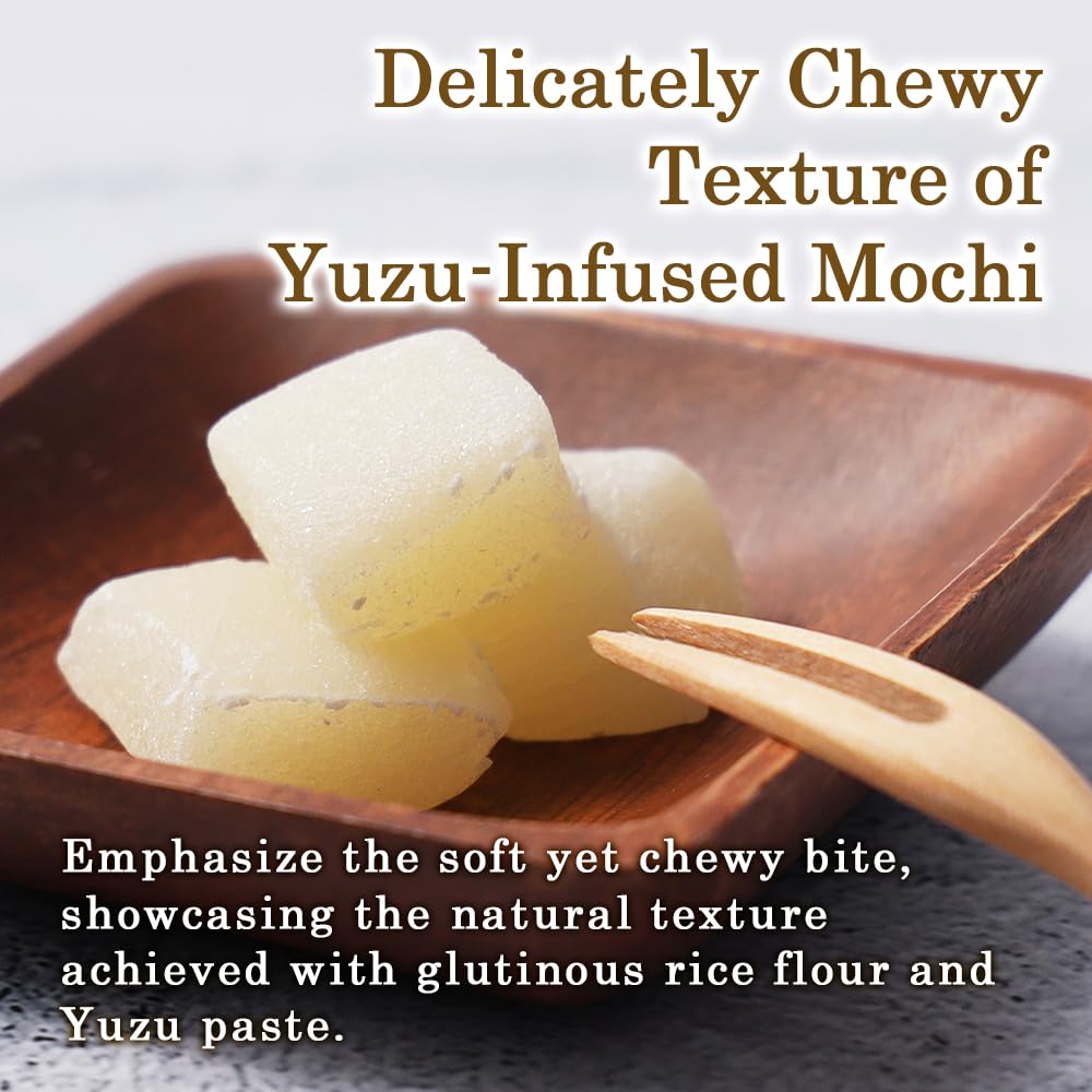 TOMOSAN Yuzu Mochi Candy soft-chewy texture invites a melt-in-your-mouth bite.