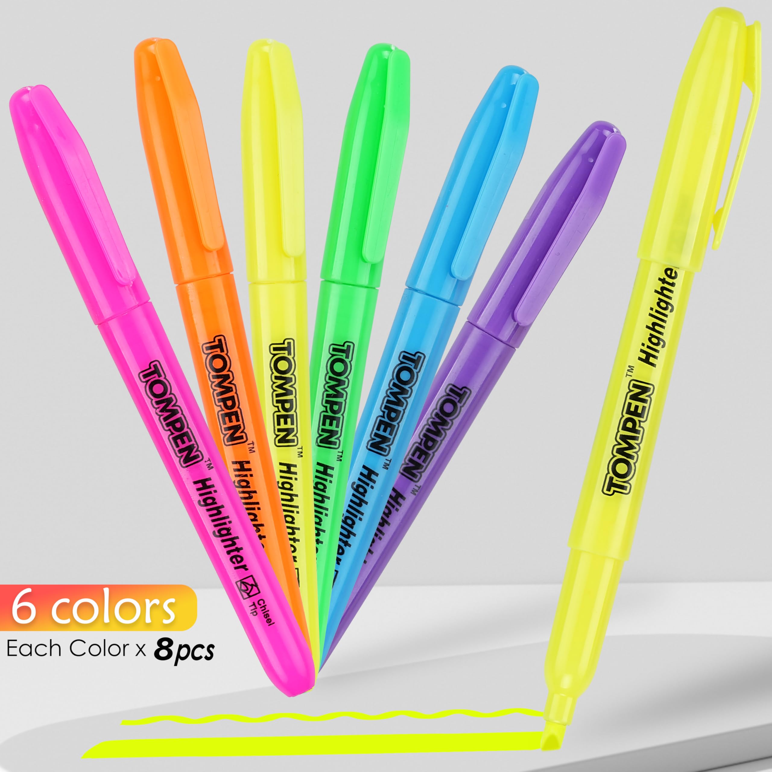 TOMPEN quick-dry ink highlighters prevent smearing on thin paper