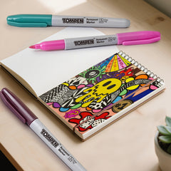 TOMPEN markers write smoothly on paper with vivid, even color.