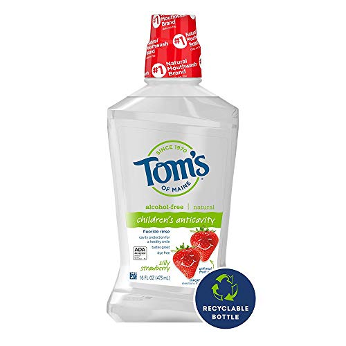 Three-pack of Tom's of Maine mouth rinse showcases family-friendly 16-ounce bottles.