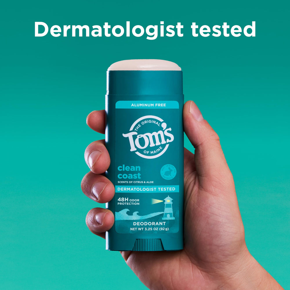 Tom’s of Maine Clean Coast aluminum-free formula supports everyday comfort.