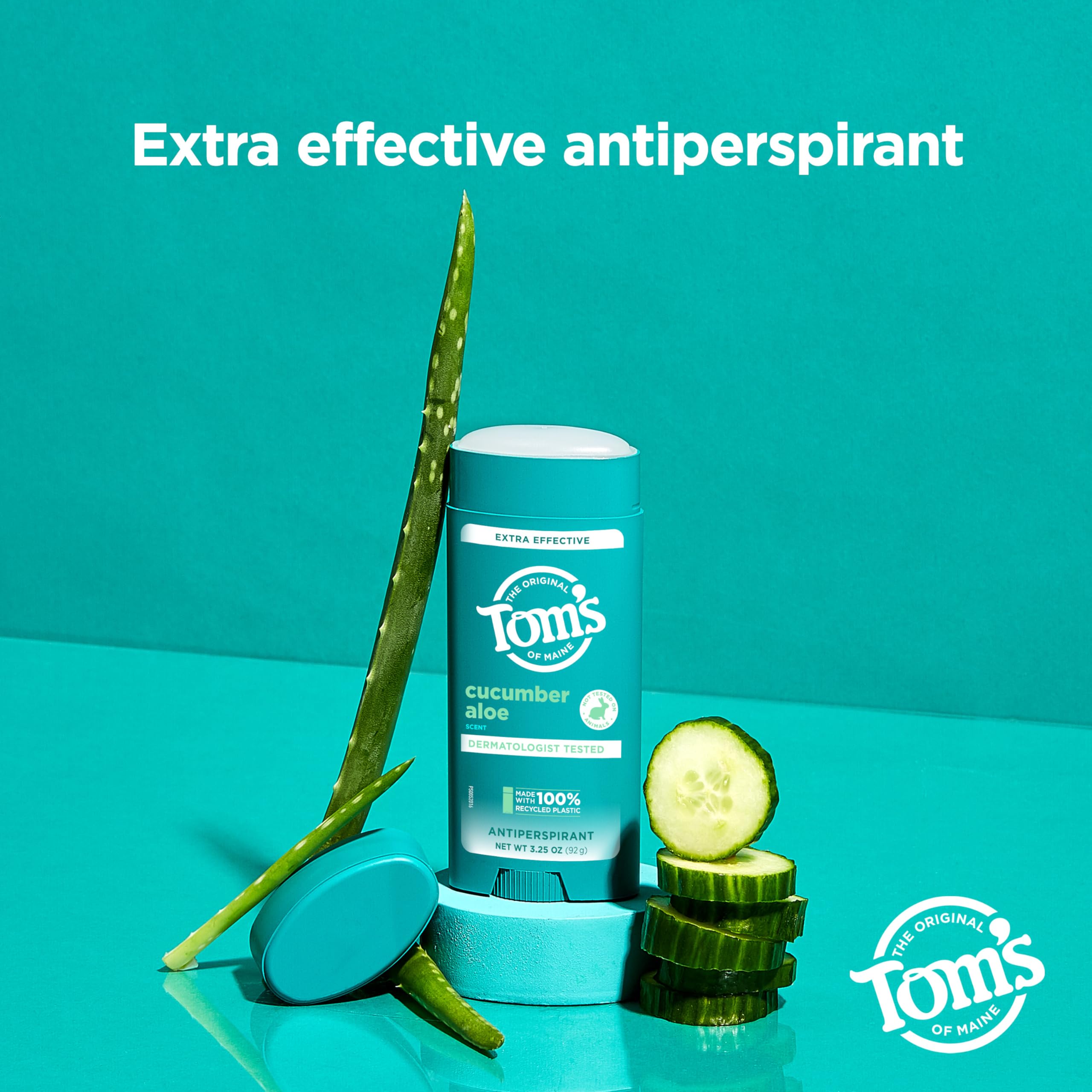 Back view of Tom's of Maine cucumber aloe antiperspirant stick.