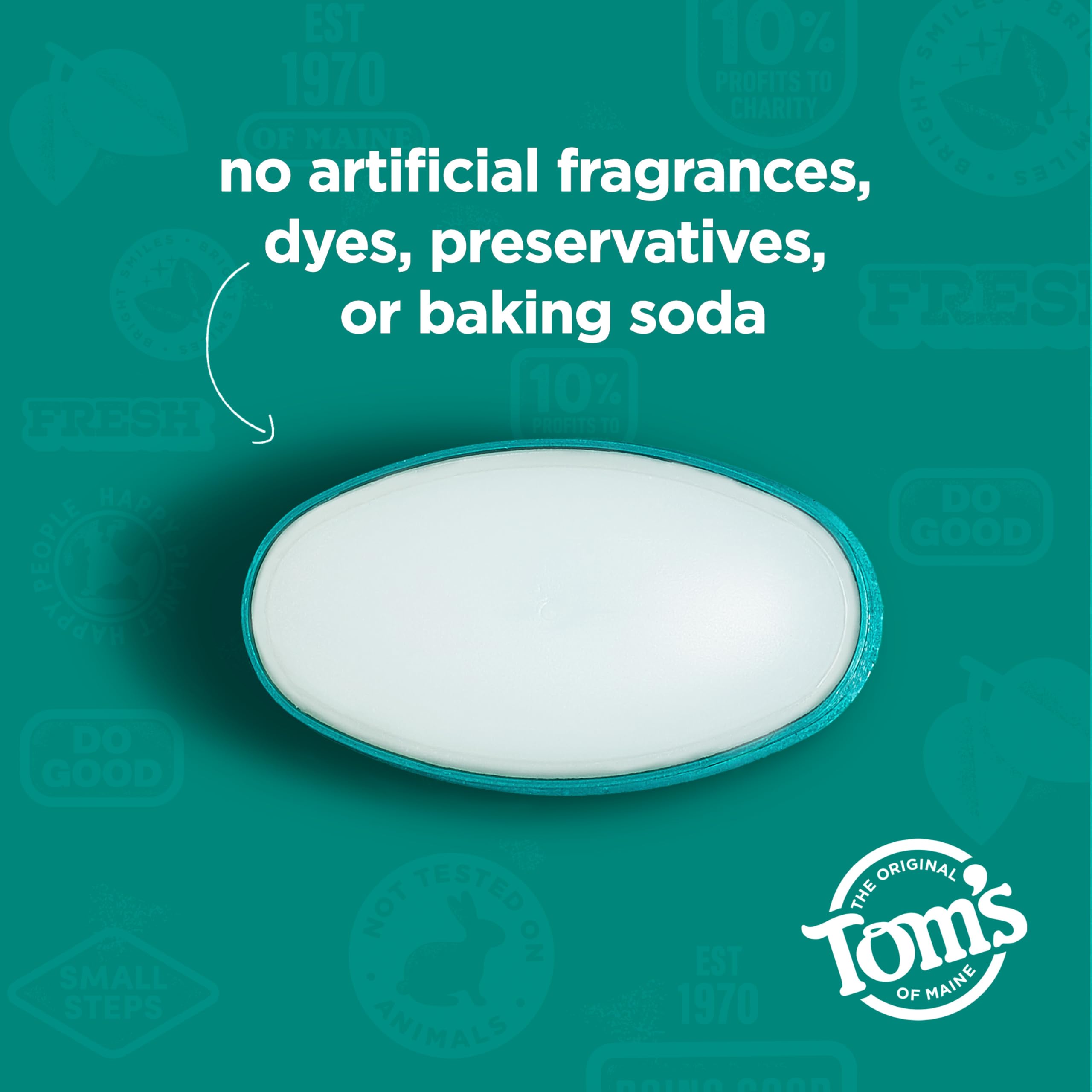 Eco-friendly recycled plastic container for Tom's of Maine cucumber aloe antiperspirant.