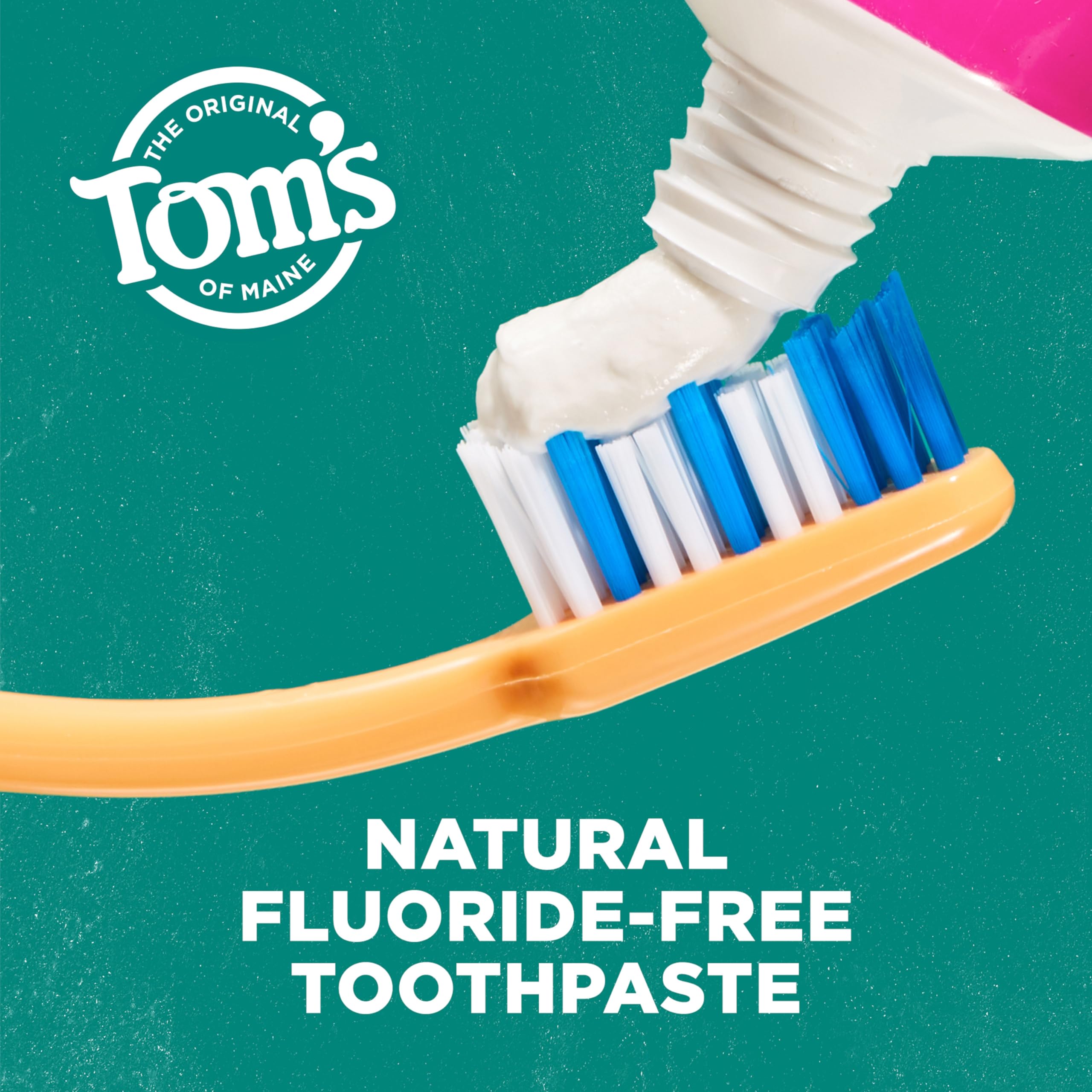 Tom's of Maine fluoride-free label closeup emphasizing natural ingredients