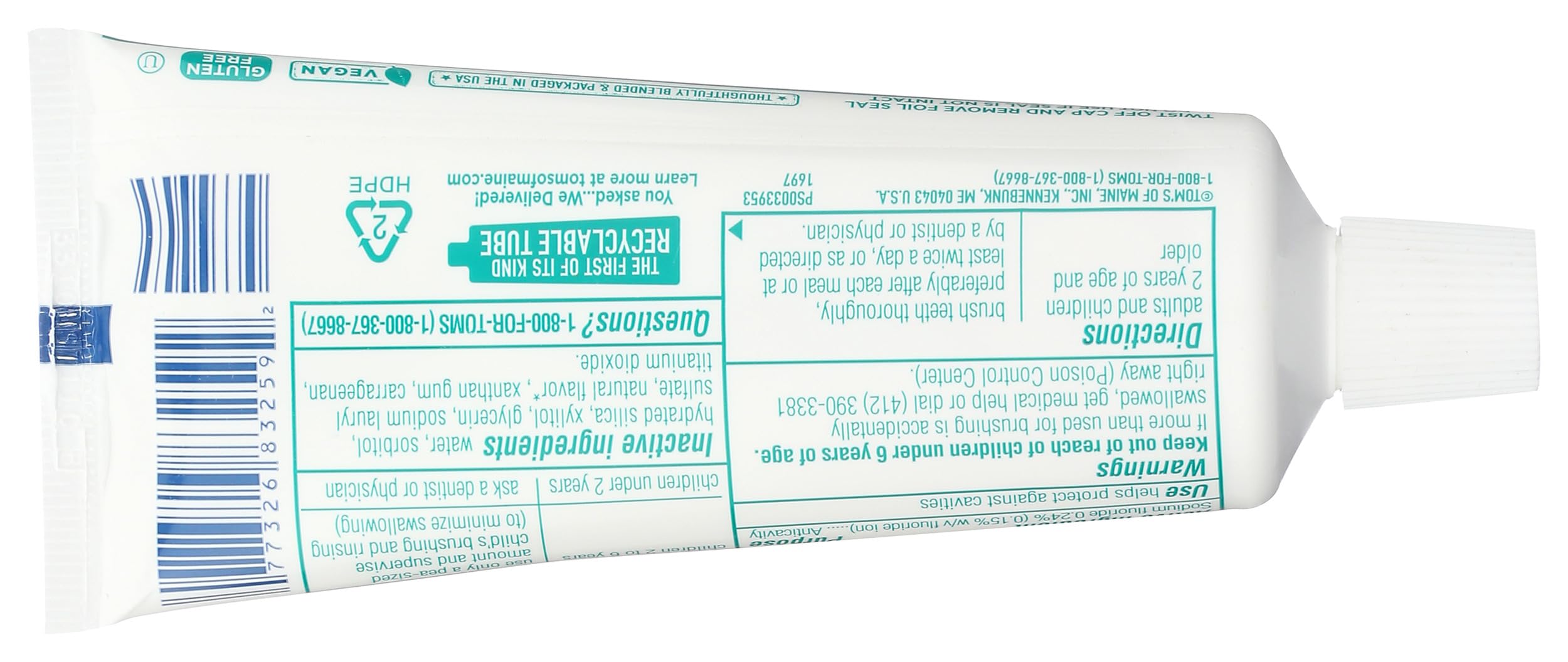 Close-up of the Fresh Mint toothpaste cap on a travel-size tube.