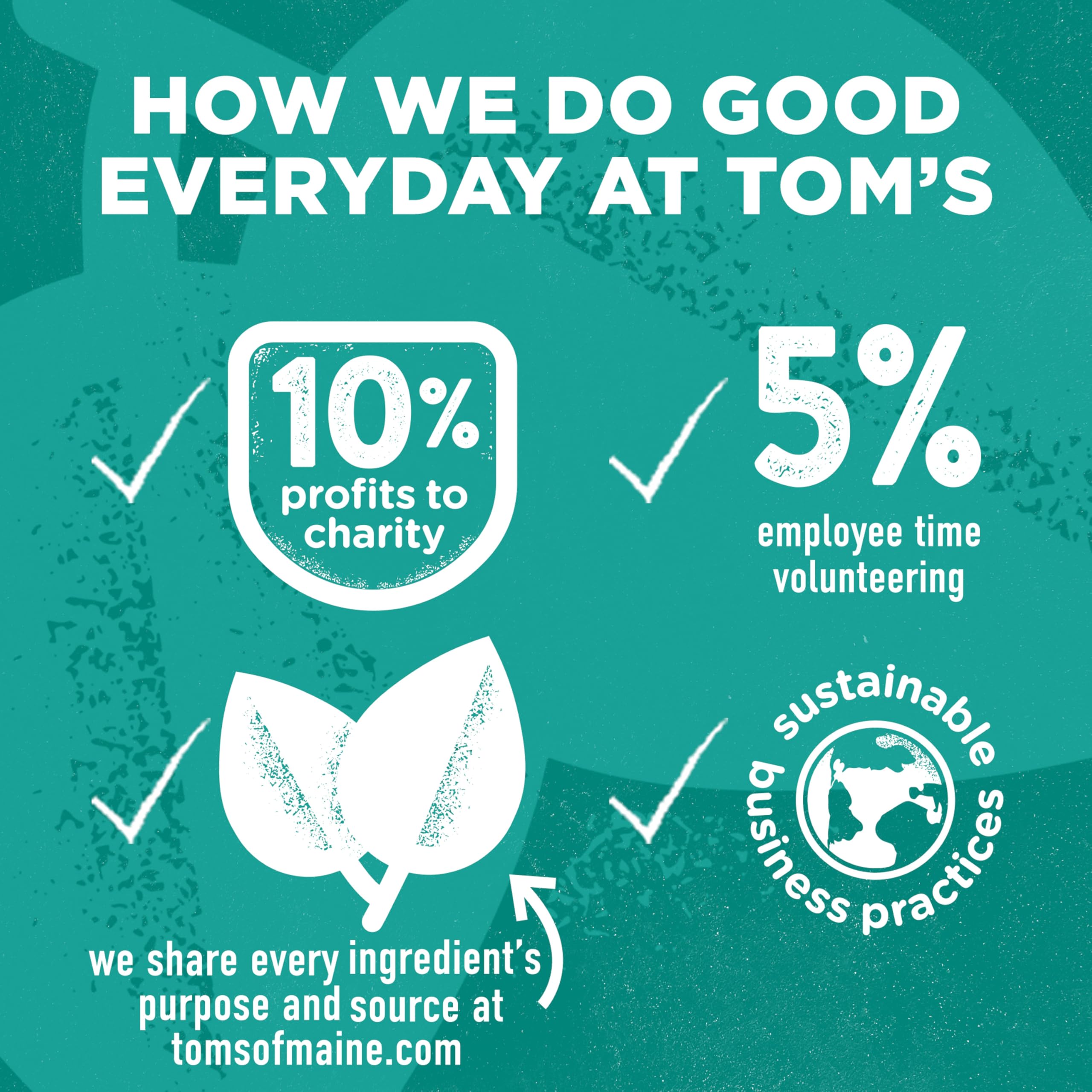 Tom's of Maine ingredients like calcium and silica listed on packaging.