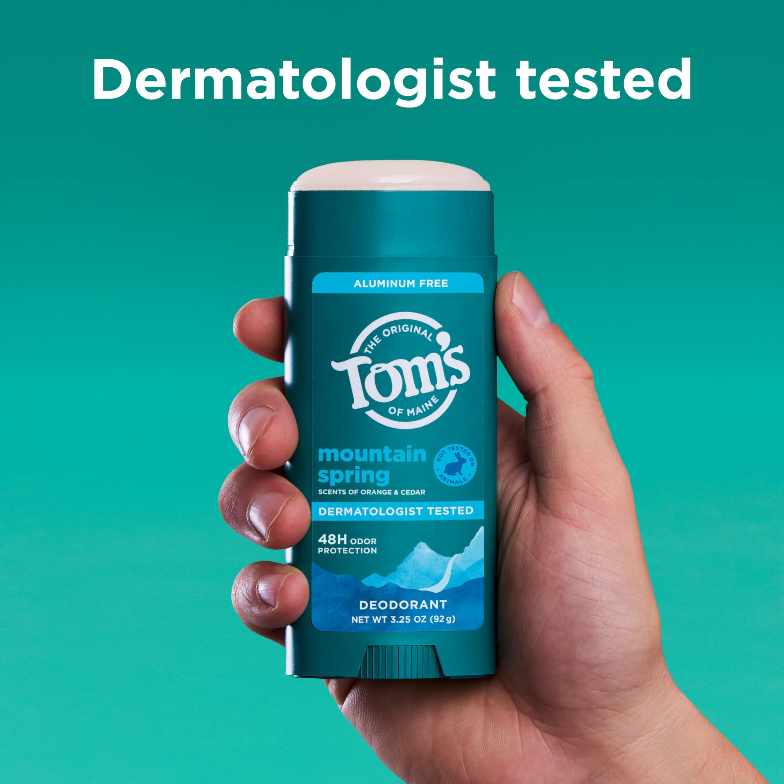 Natural ingredients label on Tom's of Maine Mountain Spring deodorant.
