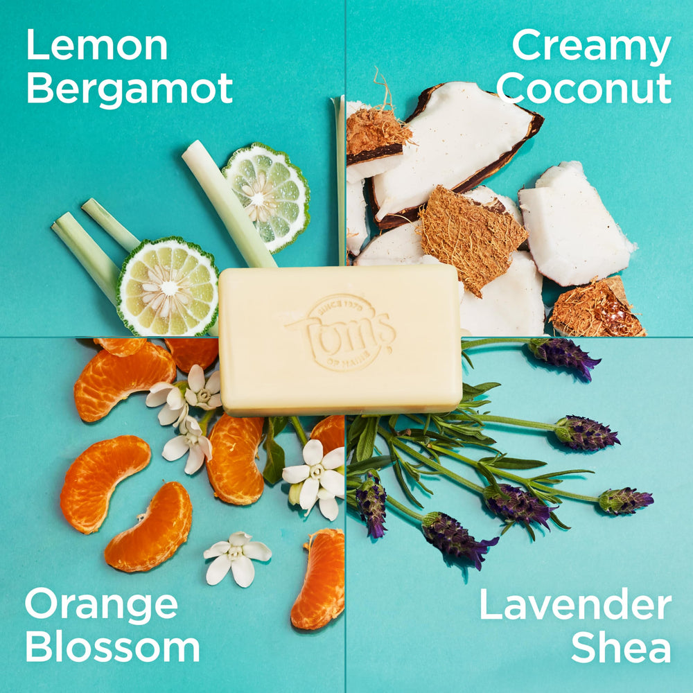 Tom’s of Maine Creamy Coconut bar soap with tropical lather for soft skin