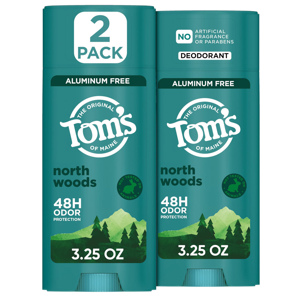 Tom’s of Maine North Woods deodorant stick front view with 48-hour protection.
