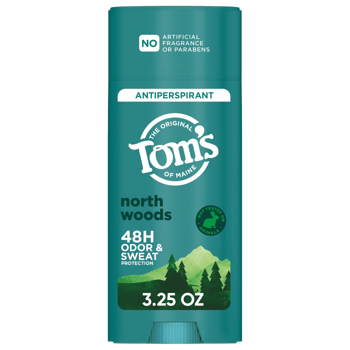 Tom’s of Maine North Woods antiperspirant stick ready for daily wear and application