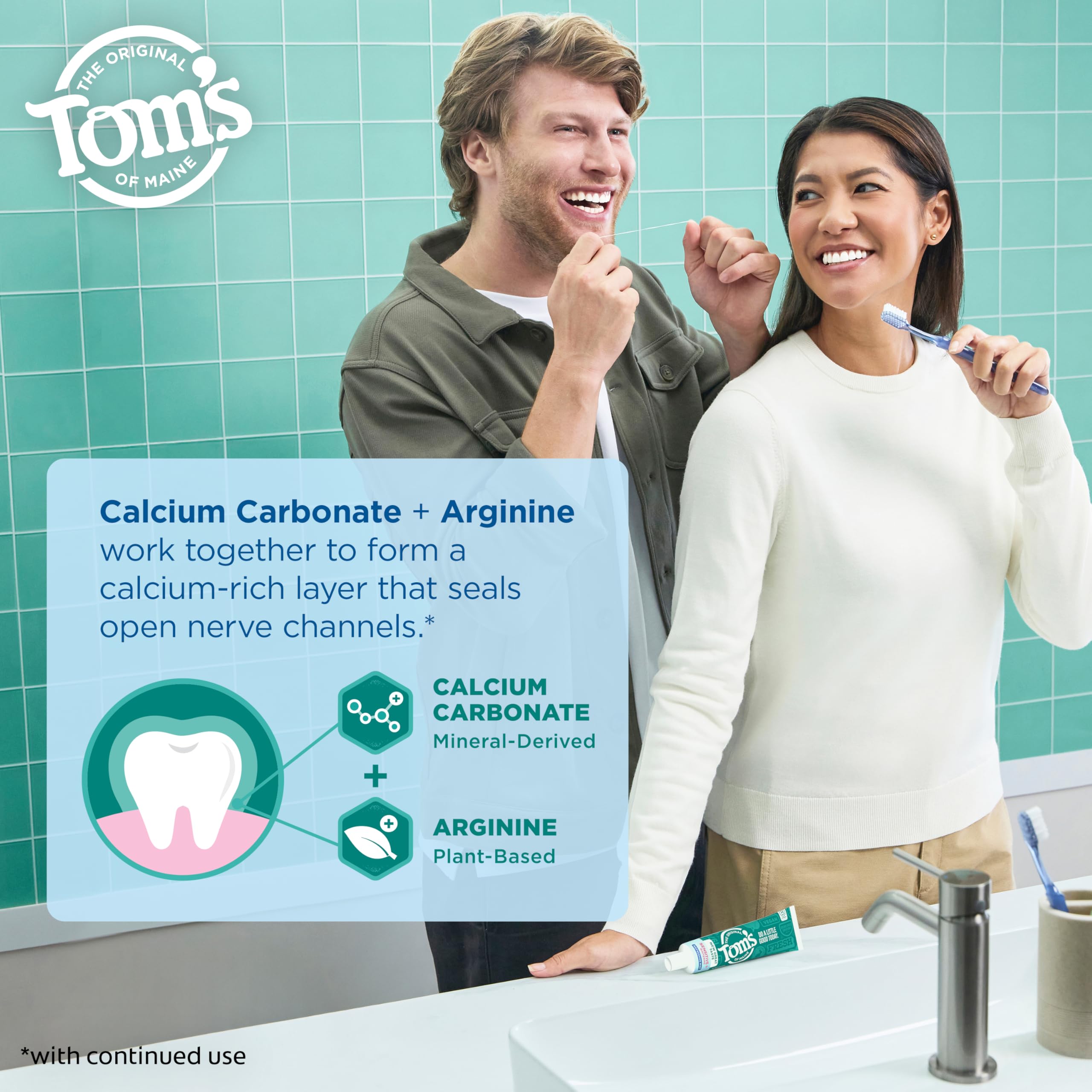 Close-up of toothpaste label showing fluoride-free vegan status