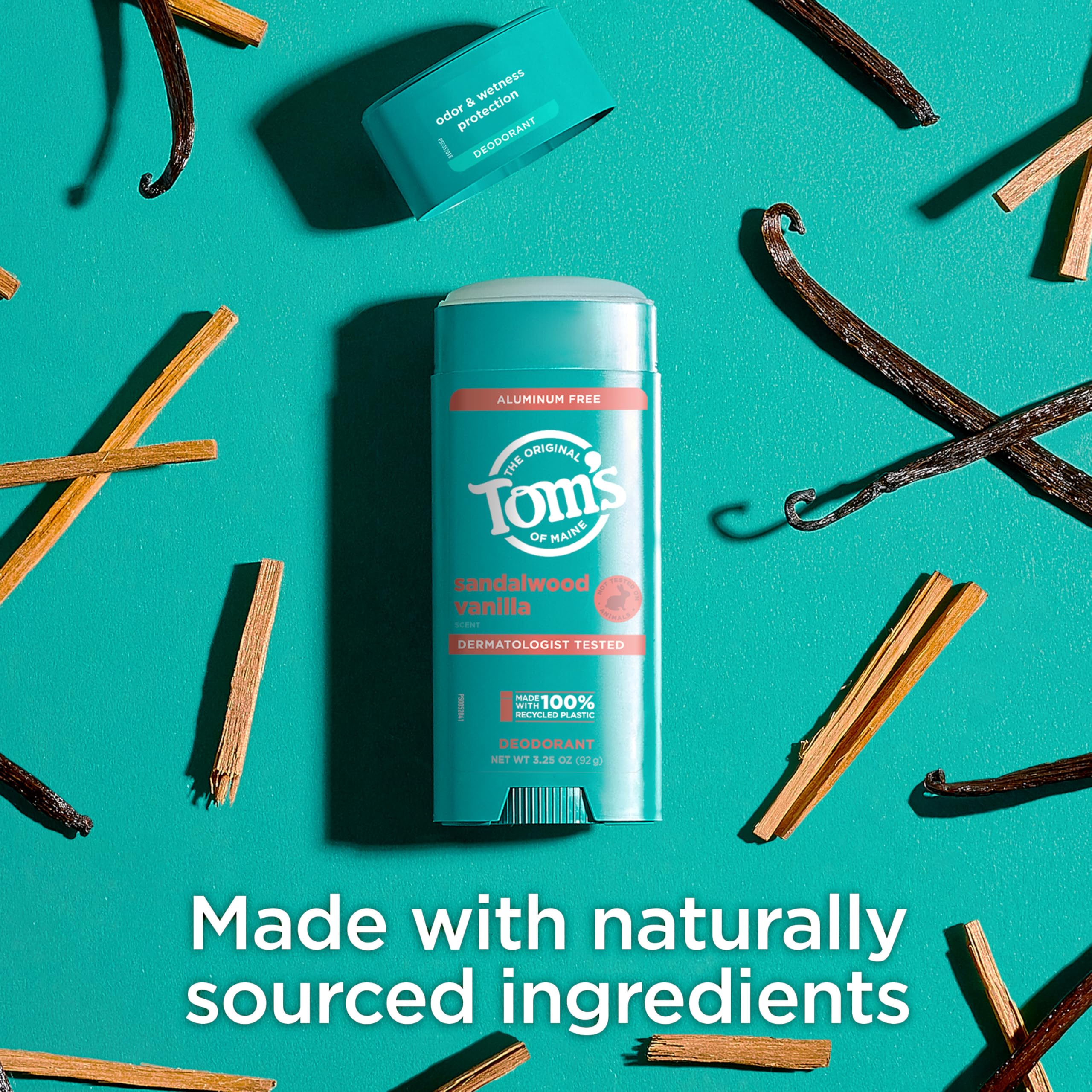 Tom's of Maine Sandalwood Vanilla dermatologist-tested deodorant for daily wear