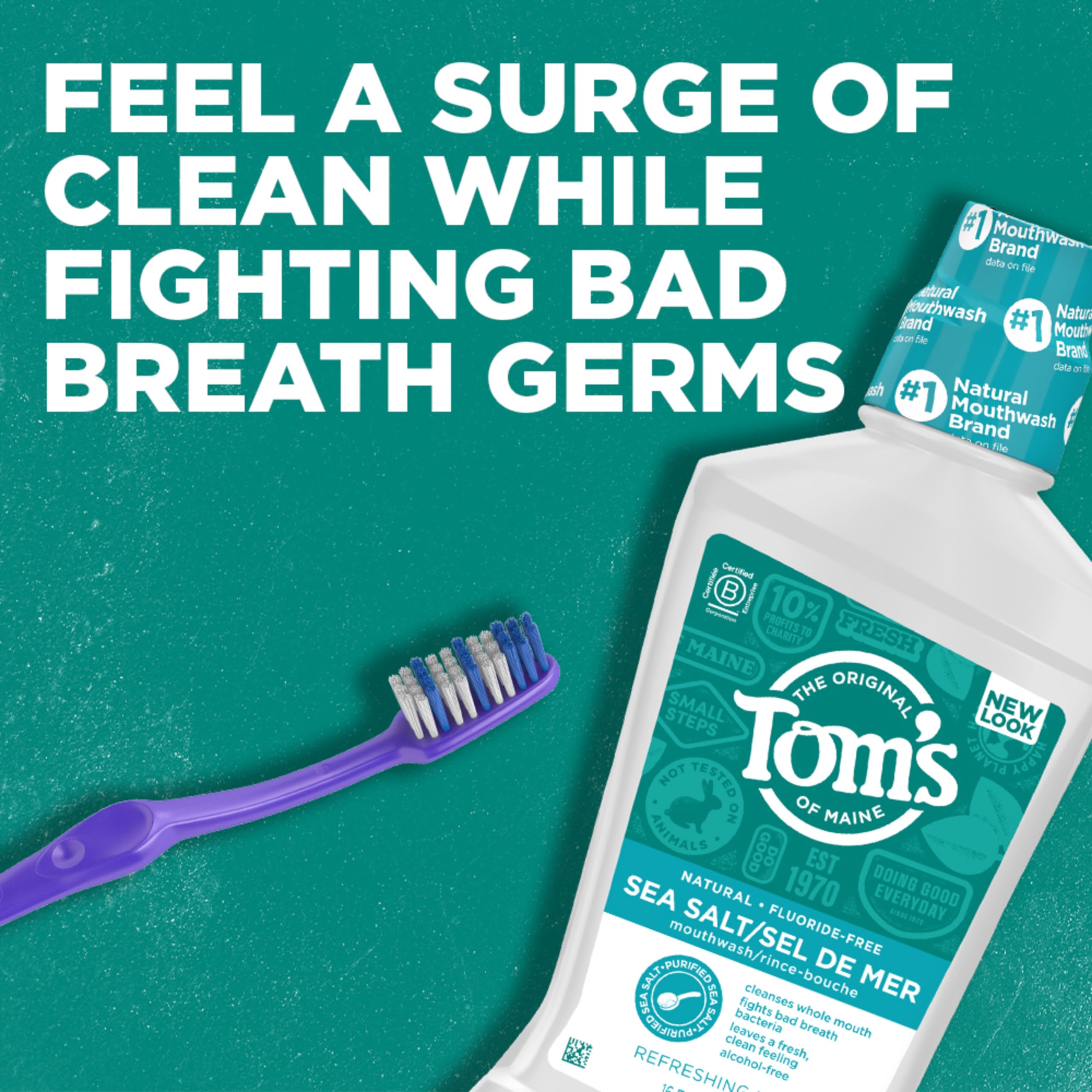 Tom's of Maine Sea Salt Mouthwash sea salt ingredients label close-up