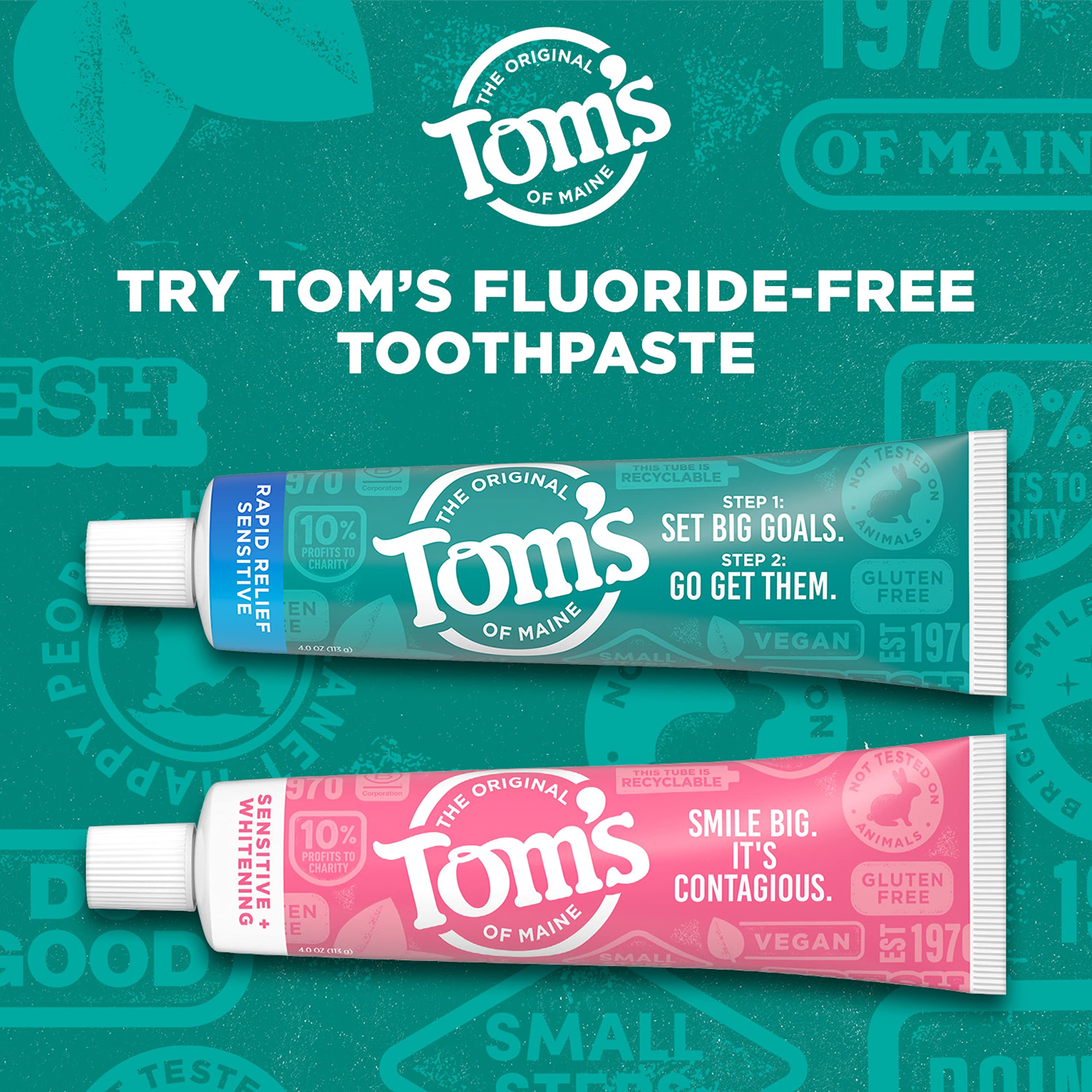 Tom's of Maine toothpaste 3-pack stacked on shelf