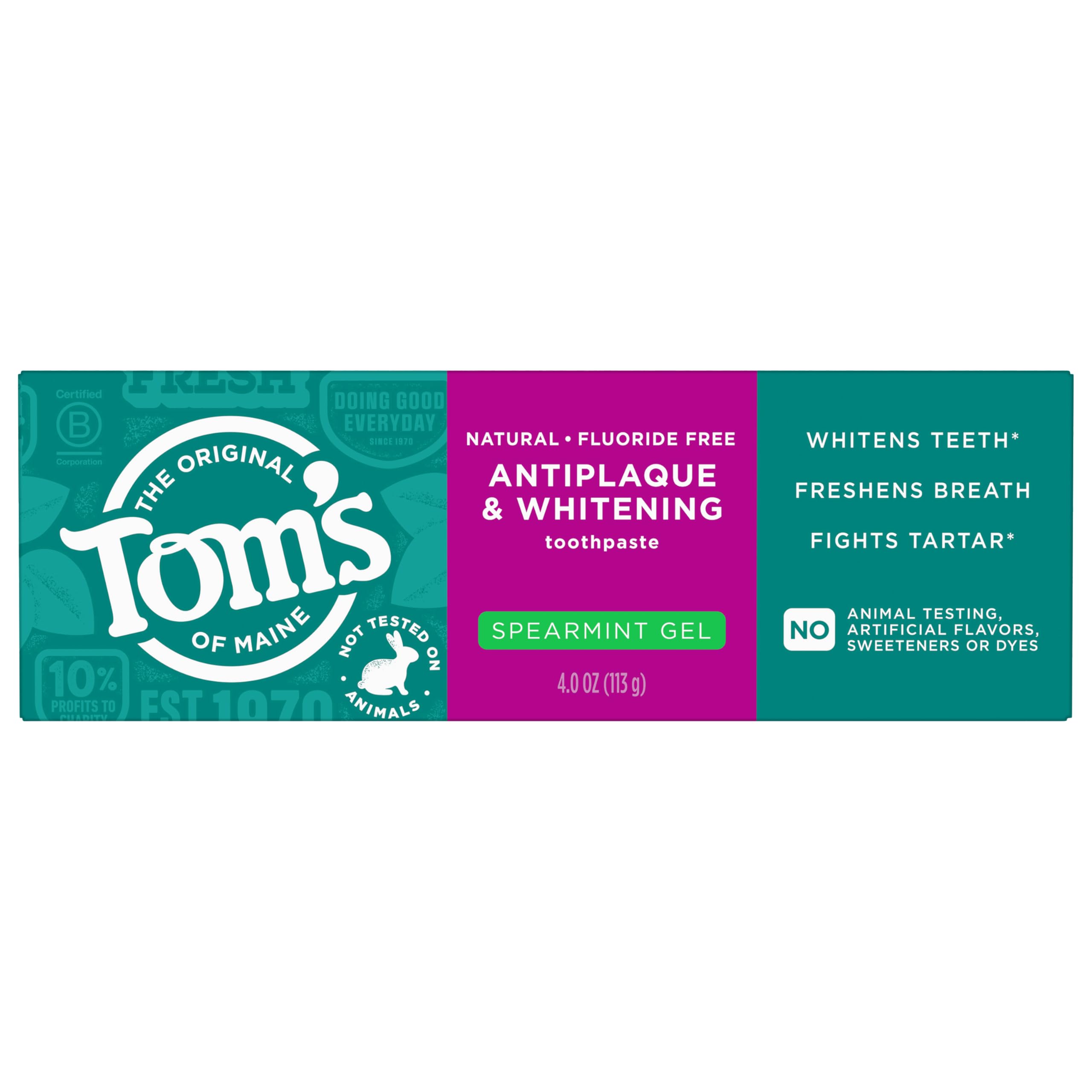 Tom's of Maine toothpaste gel dispense close-up for easy use.