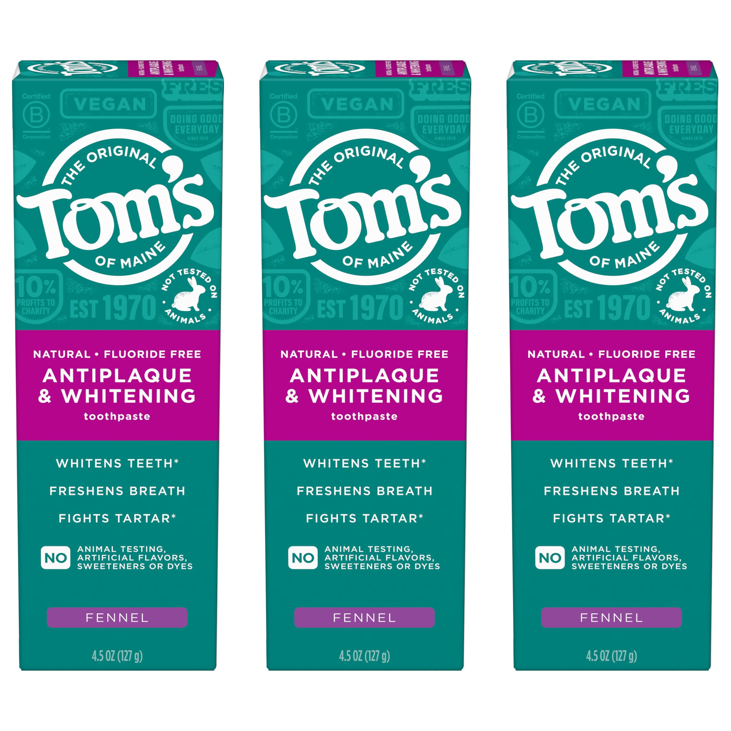 Tom's of Maine whitening near-stain removal result from gentle brushing