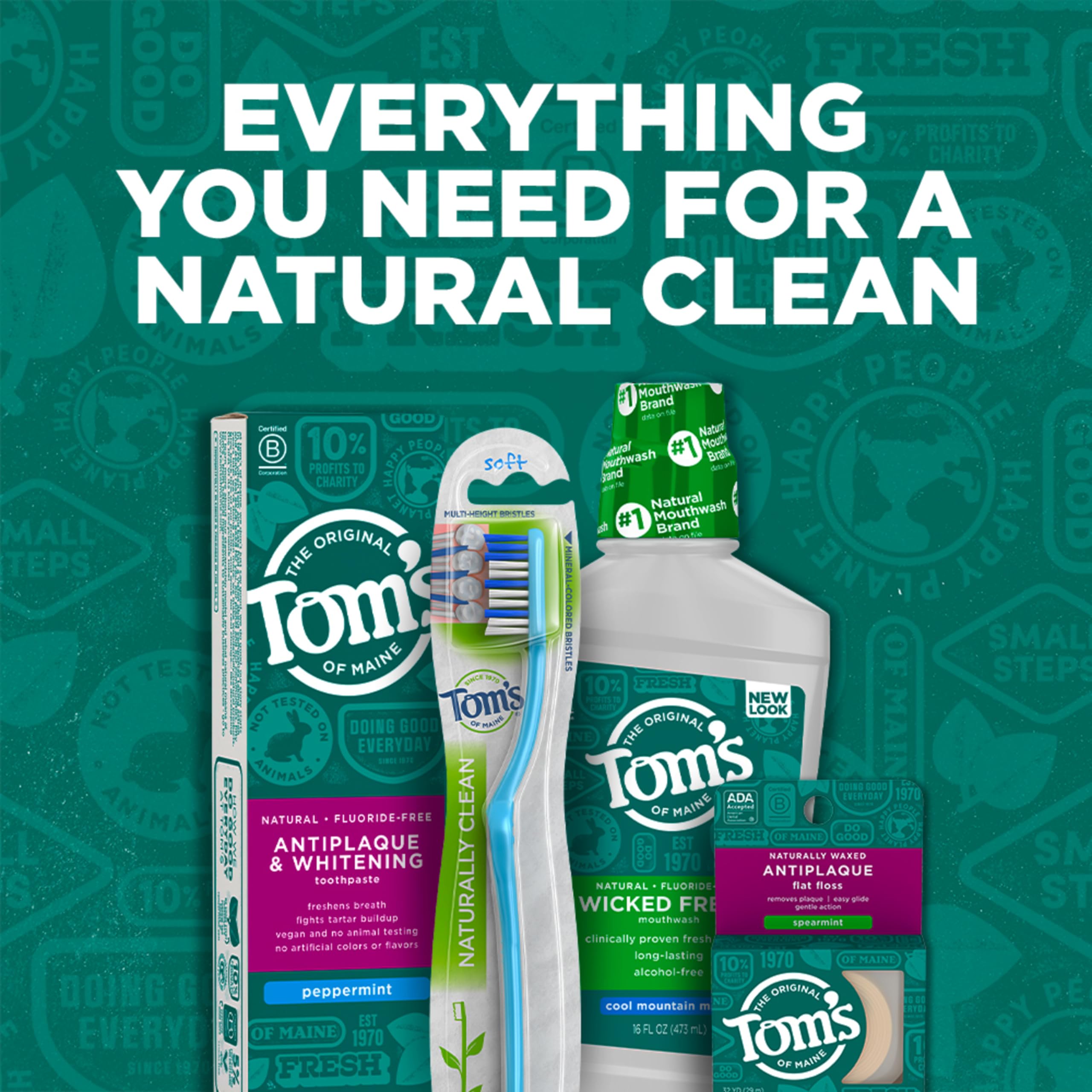 Tom's of Maine Whole Care mouthwash contains no artificial colors or sweeteners