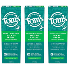 Tom's of Maine Wicked Fresh toothpaste tubes in a 3-pack for daily fresh breath