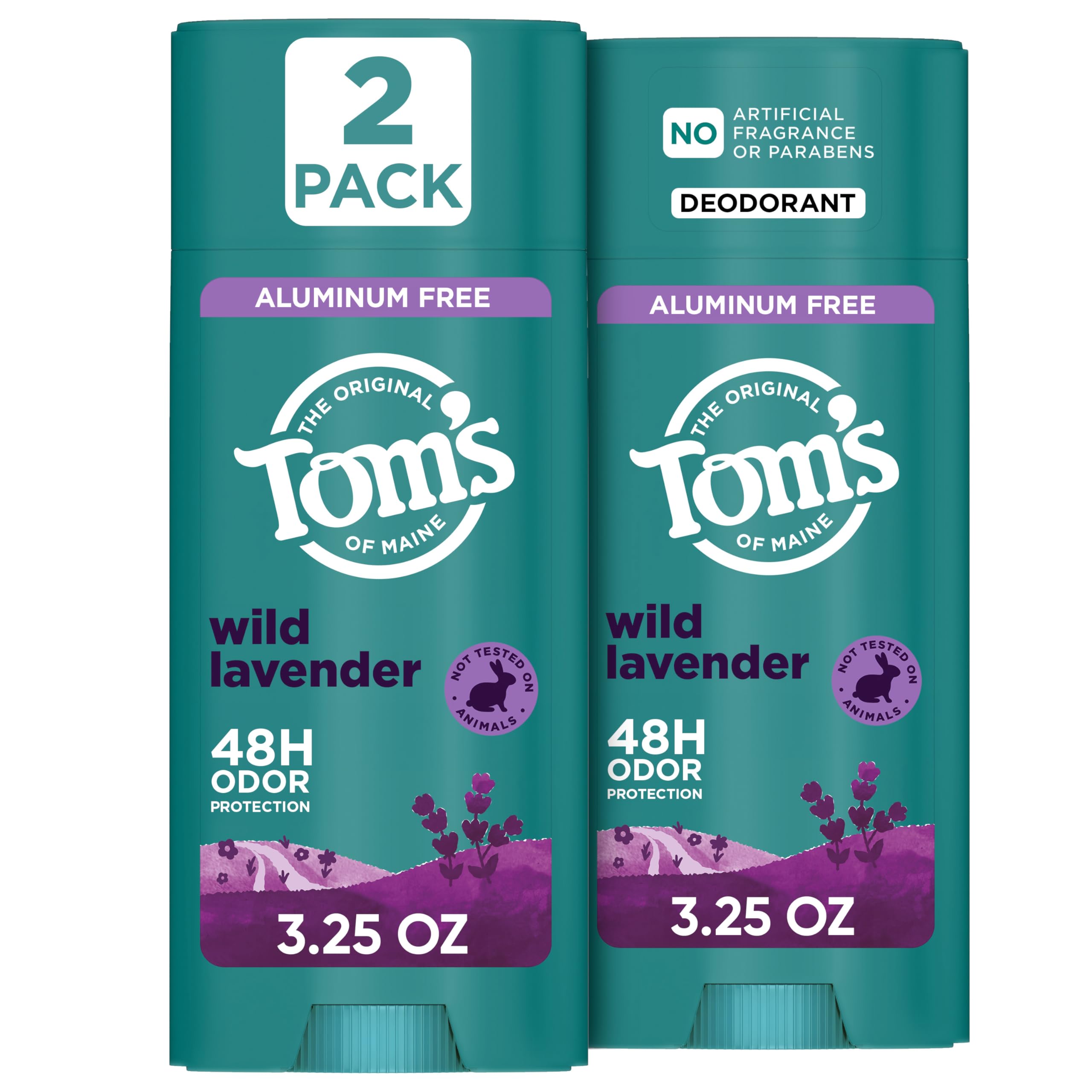 Tom’s of Maine Wild Lavender Deodorant Stick shows a smooth glide for daily protection.