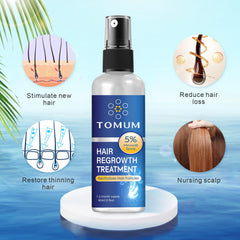 TOMUMIX Minoxidil 5% application on damp hair for better absorption.