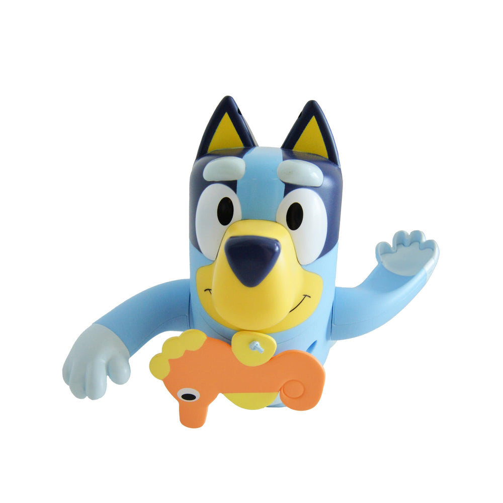 TOMY Toomies Bluey toy features bright colors and familiar spots.