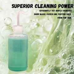 TONBAO Green Soap cleaning action showing removal of residues from skin.