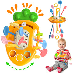 Tonberless baby Easter carrot toy with strings for finger dexterity