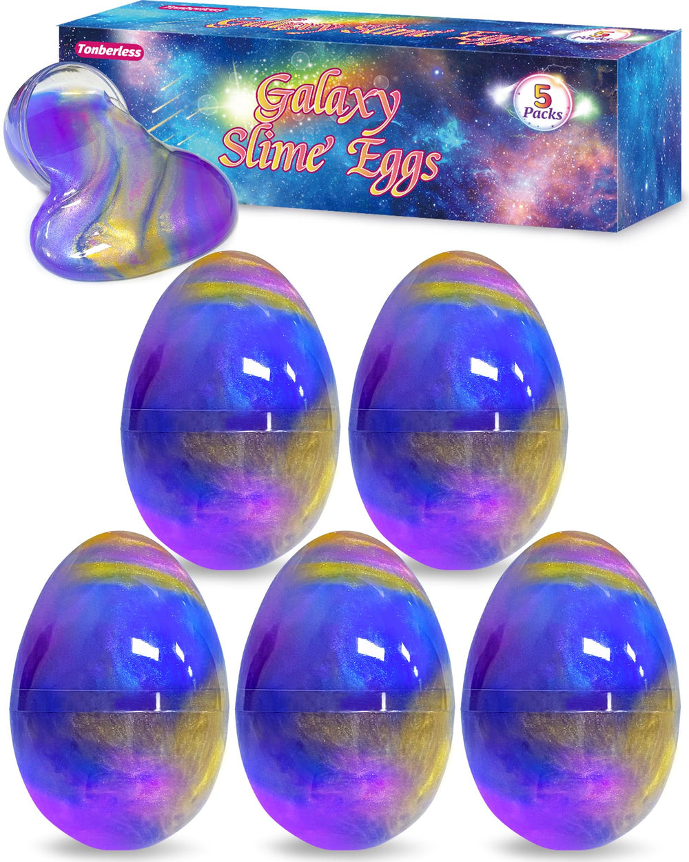 Tonberless slime filled egg blue safe Easter play and color exploration