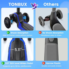 TONBUX lean-to-steer action shows intuitive balance and steering for kids.
