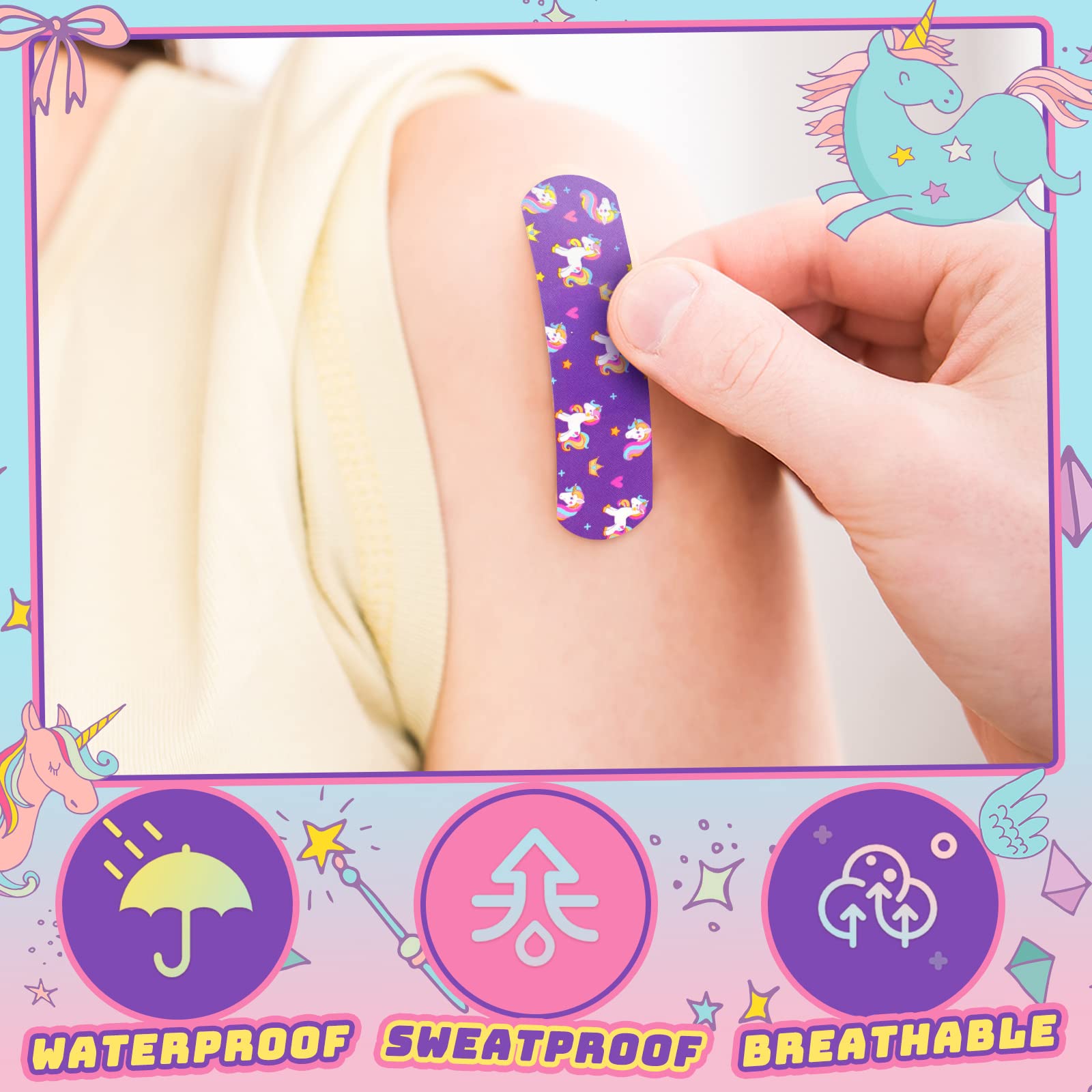 Tondiamo rainbow pattern bandages are waterproof and flexible for daily activities