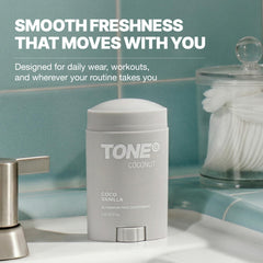 Tone Exclusive underarm application showing aluminum-free formula