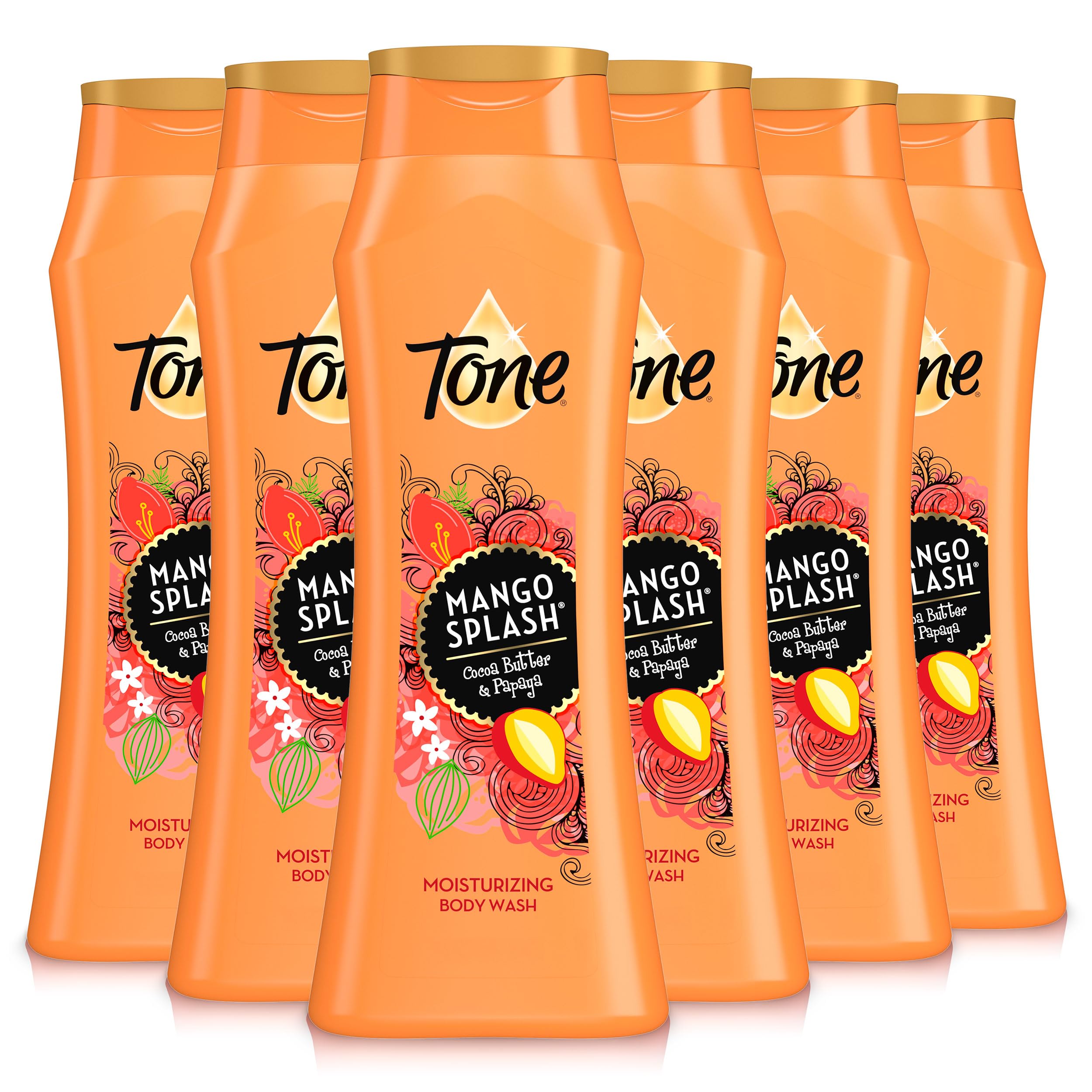 Tone Mango Splash bottle showing the tropical mango scent and moisturizing formula