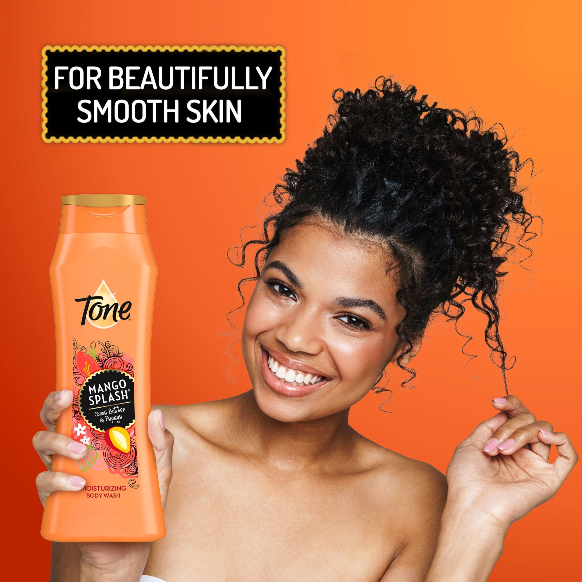 Tone Mango Splash cocoa butter imagery communicates nourishing care for dry skin