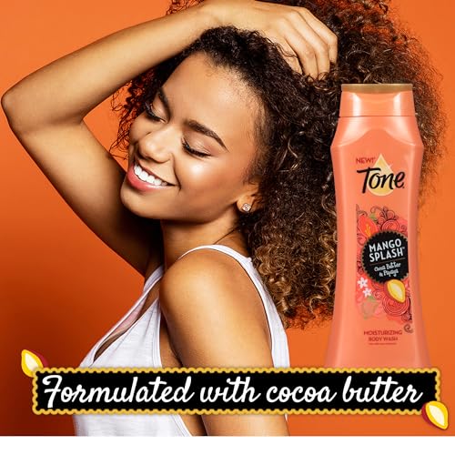 Tone Mango Splash label front highlights cocoa butter infusion for smoother skin