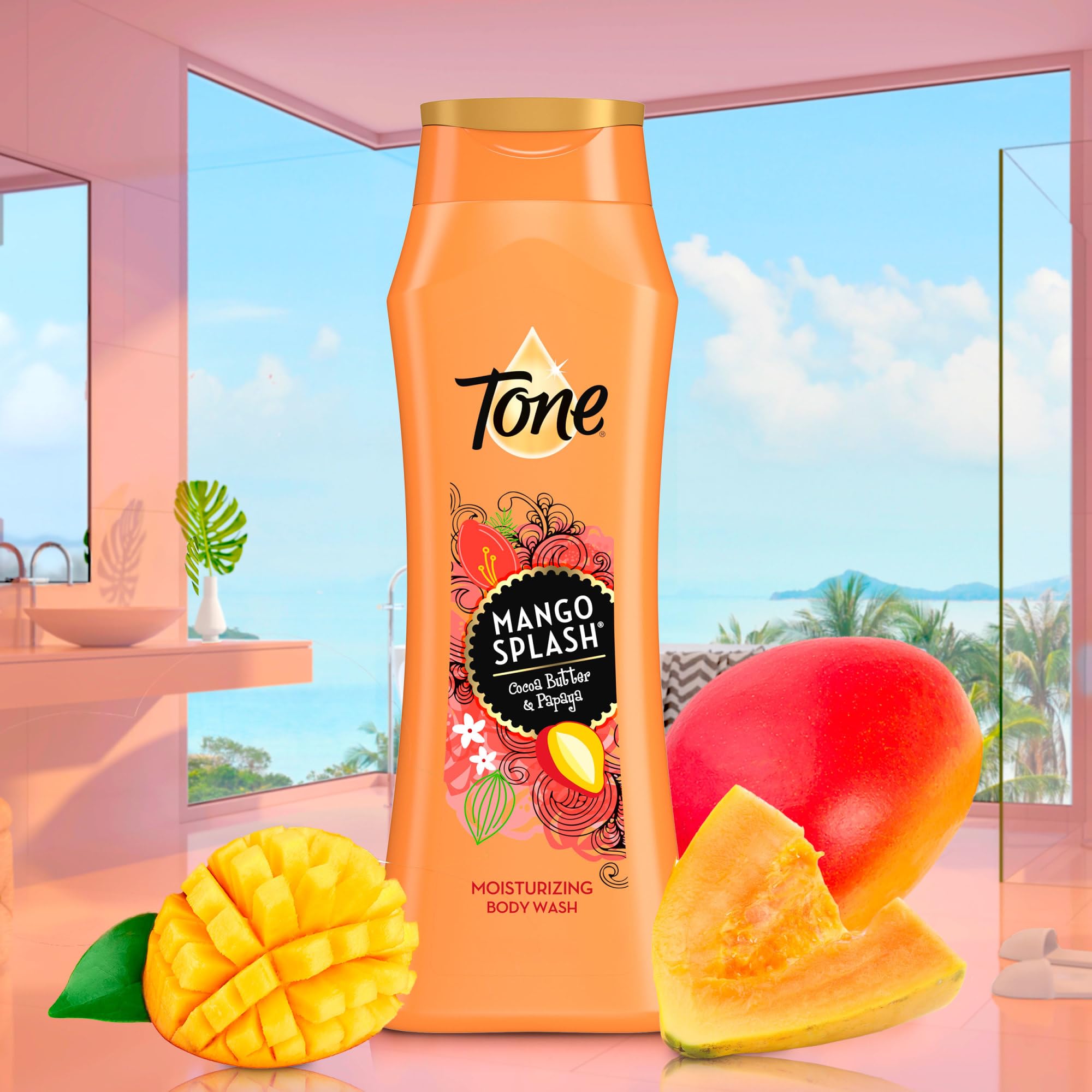 Tone Mango Splash pack shot emphasizes value of six 16-ounce bottles