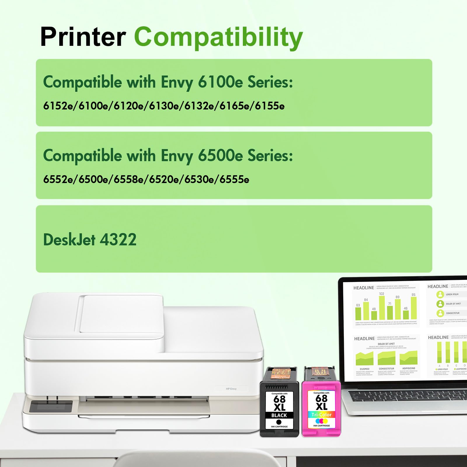 Toner H-Party 68XL color cartridge for vibrant color output.