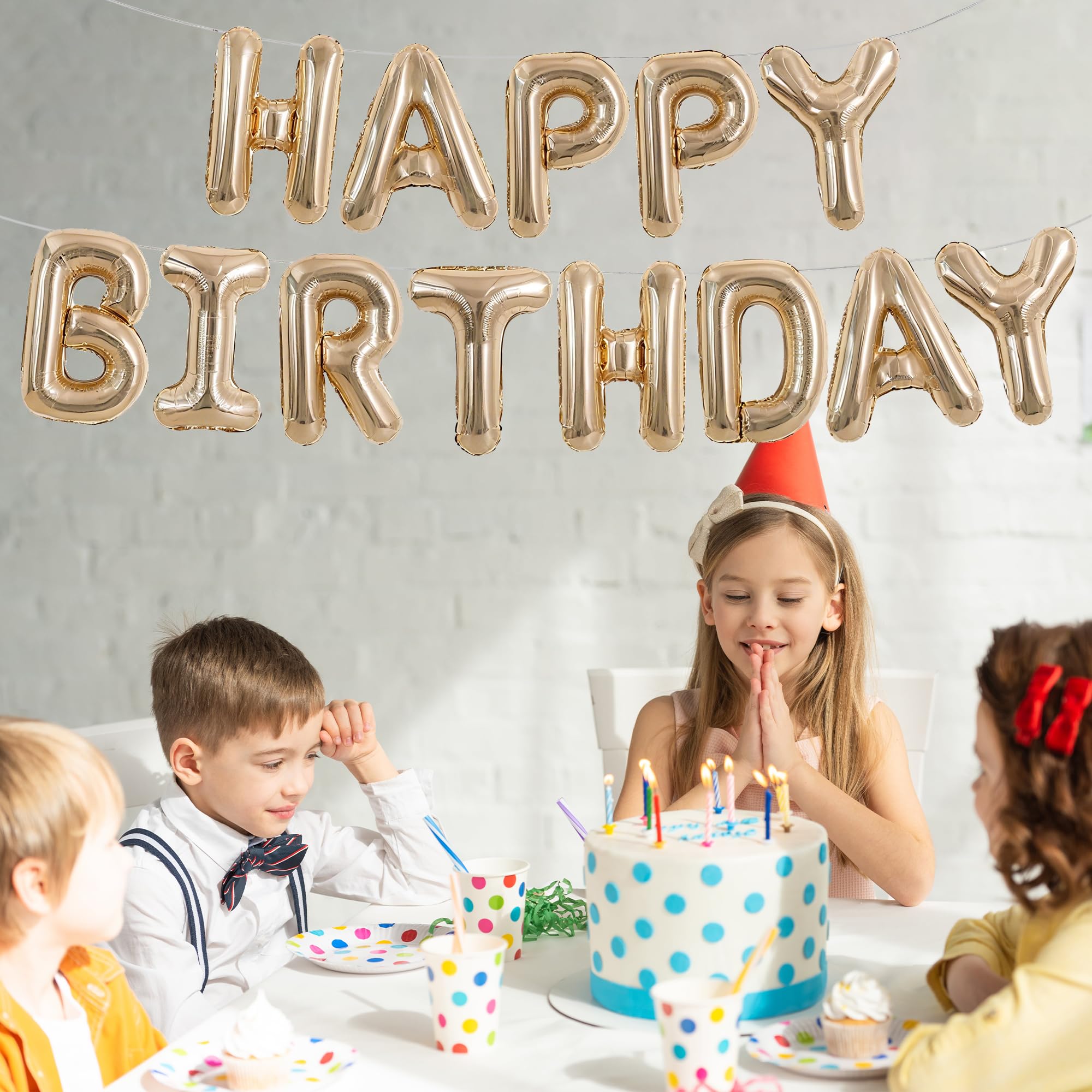 TONIFUL champagne-gold letters decorate the party indoors with bold shine.