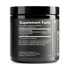Toniiq Alpha Lipoic Acid capsules bottle for storage