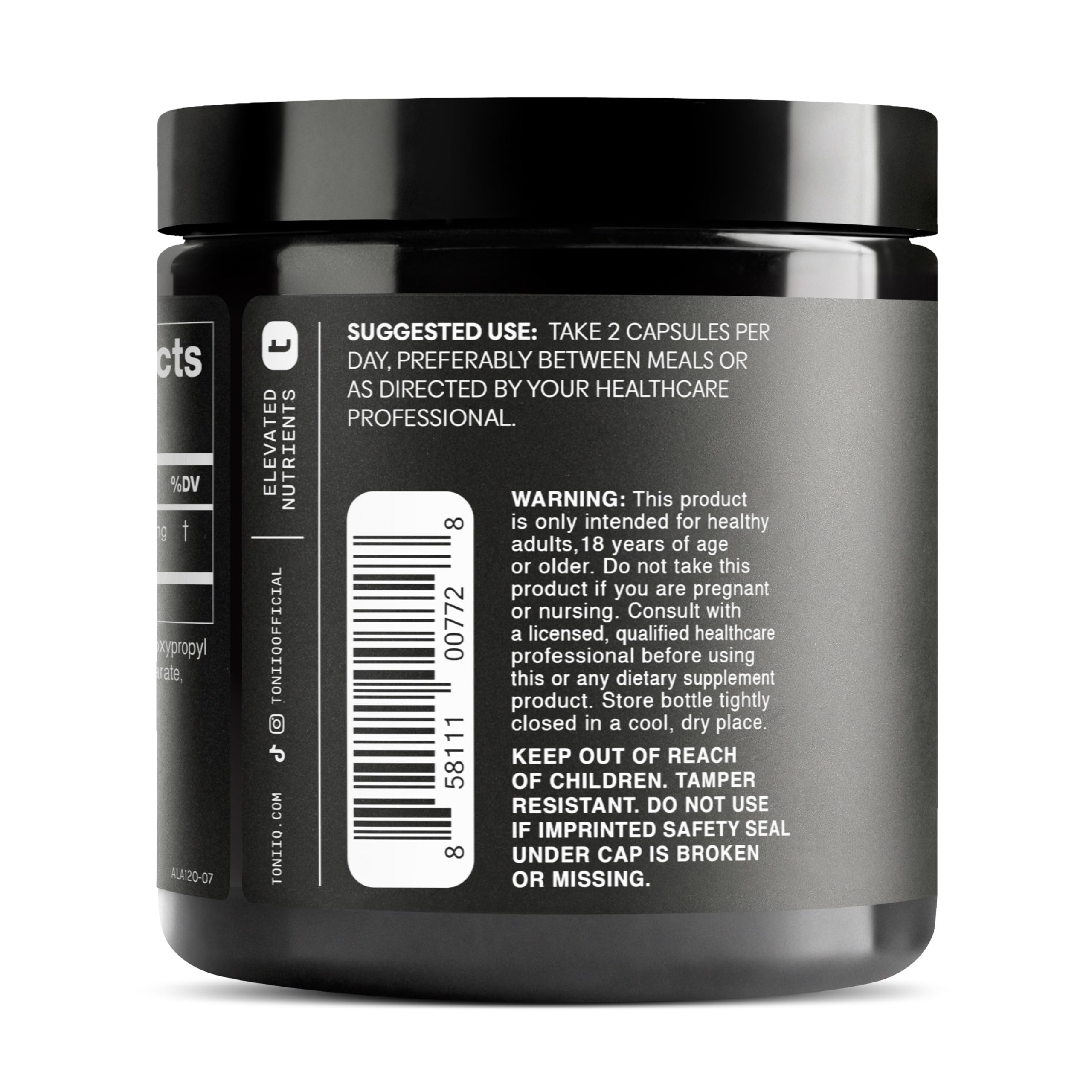Toniiq Alpha Lipoic Acid packaging display