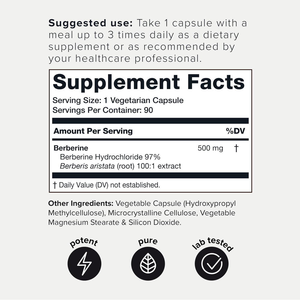 Toniiq Berberine HCl third-party lab stamp validates standardized purity.