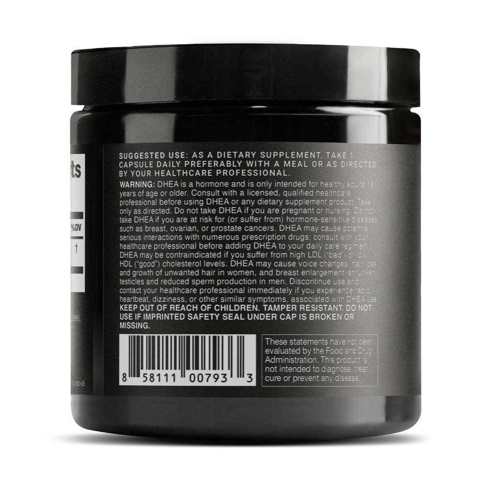 Toniiq DHEA 100mg packaging detail highlights sustainable design