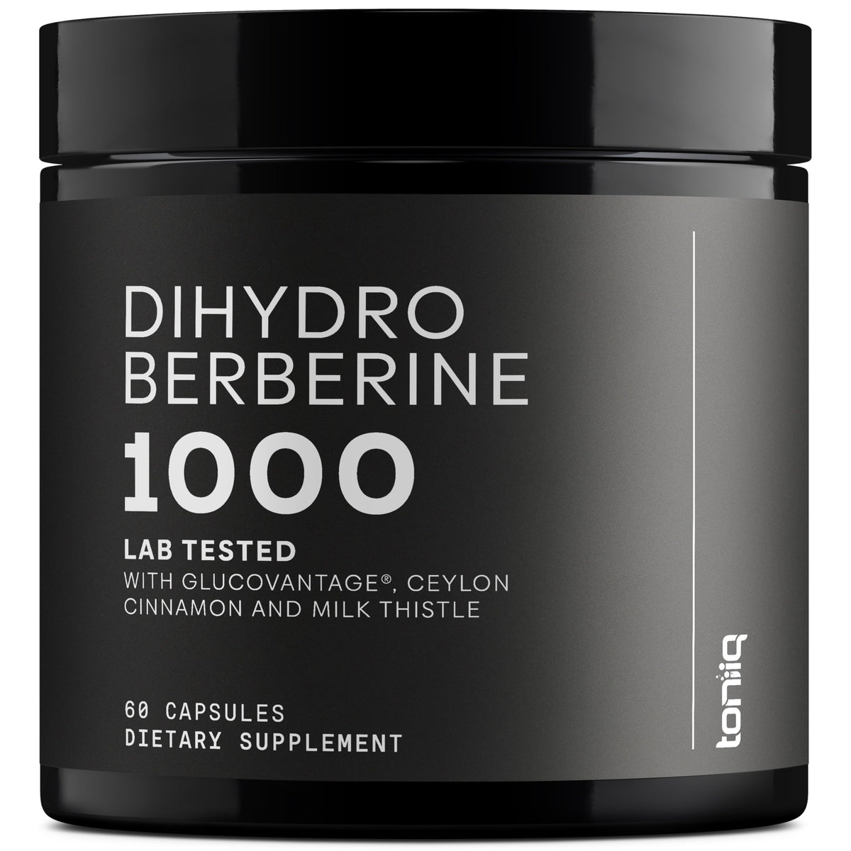 Toniiq Dihydroberberine GlucoVantage bottle pour for metabolic support