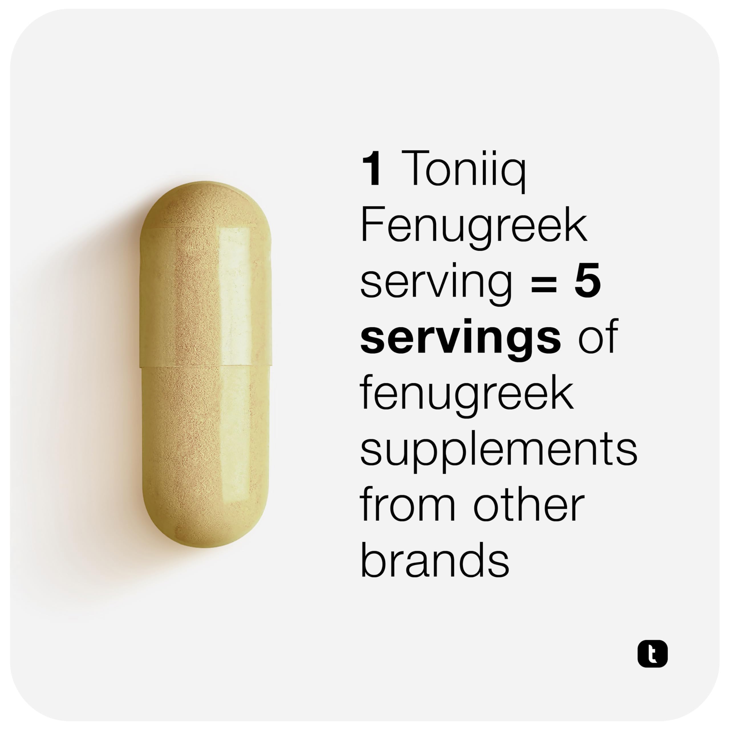 Toniiq Fenugreek capsules amber bottle conveys premium USA-made quality.