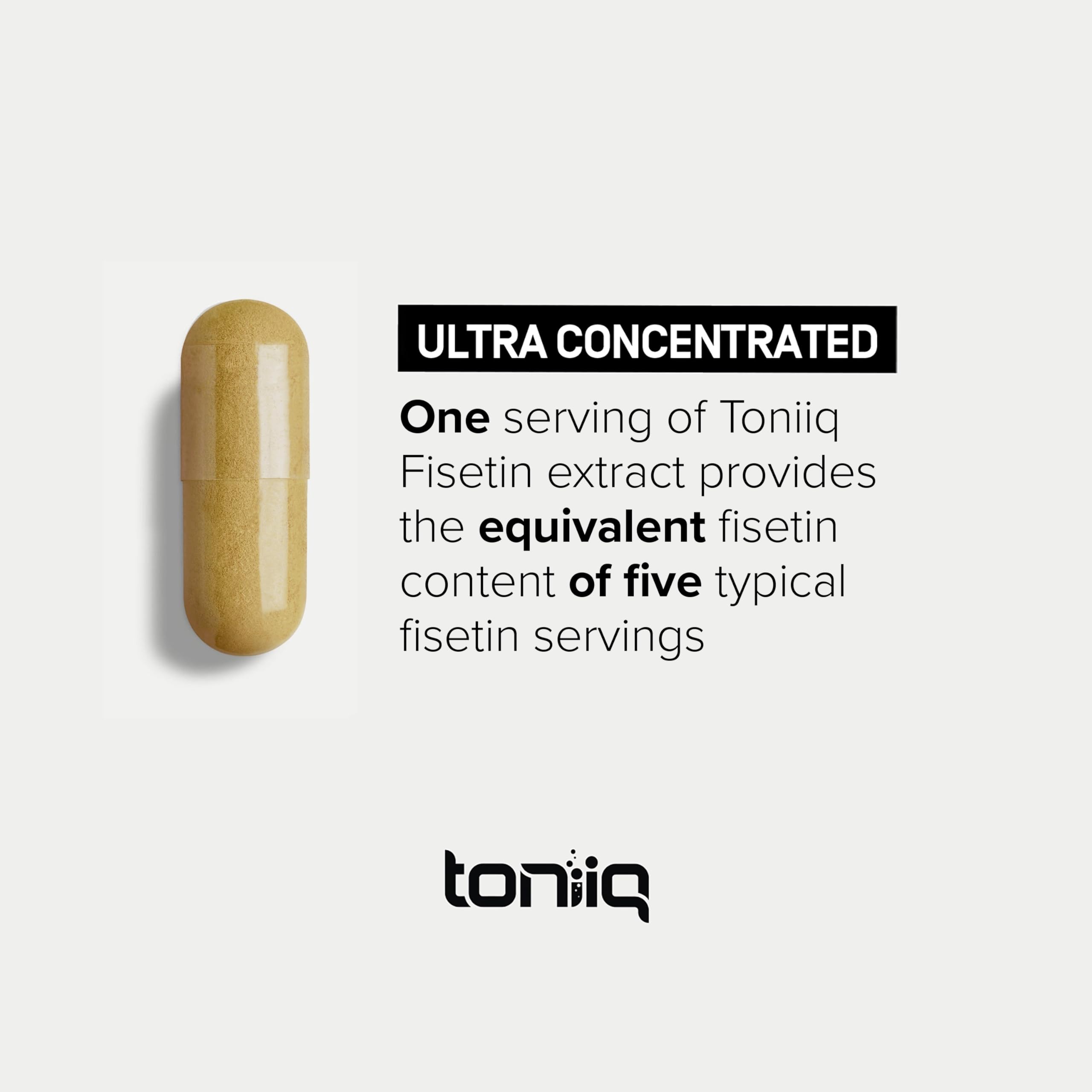 Toniiq Fisetin 500mg third-party lab report indicating independent quality verification.
