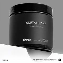Toniiq Glutathione 1000mg pills inside convey convenient daily dosage.